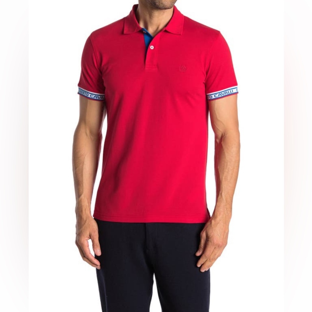 🔥🔥ROBERTO CAVALLI Logo Trimmed Short Sleeve Polo